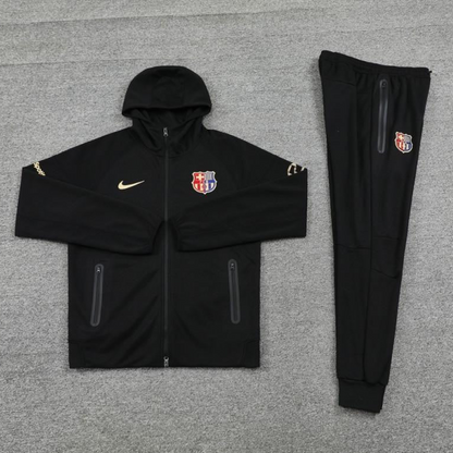 24/25 Barcelona Black Hoodie Full Zipper Jacket +Long Pants
