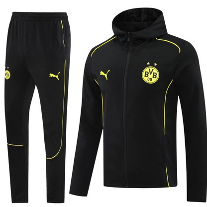24/25 Borussia Dortmund Black Hoodie Full Zipper Jacket +Long Pants