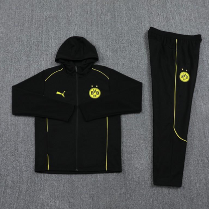 24/25 Borussia Dortmund Black Hoodie Full Zipper Jacket +Long Pants