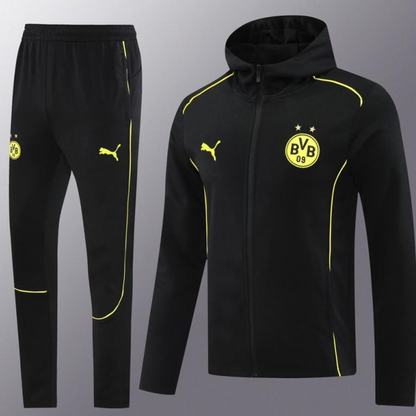 24/25 Borussia Dortmund Black Hoodie Full Zipper Jacket +Long Pants