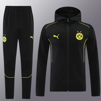 24/25 Borussia Dortmund Black Hoodie Full Zipper Jacket +Long Pants