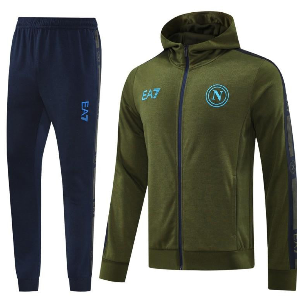 24/25 Napoli Green Hoodie Full Zipper Jacket +Long Pants