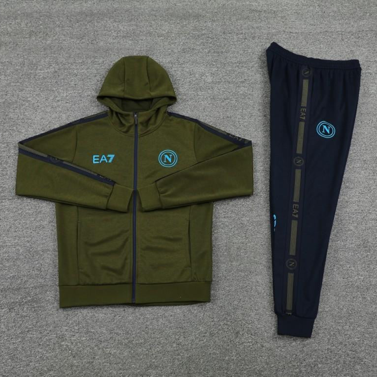 24/25 Napoli Green Hoodie Full Zipper Jacket +Long Pants