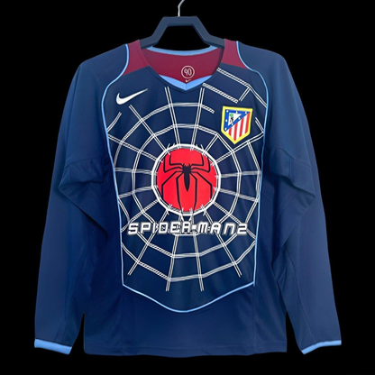 Retro 04/05 Long Sleeve Atletico Madrid Away Blue Jersey