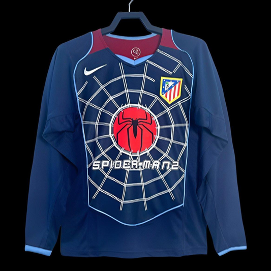 Retro 04/05 Long Sleeve Atletico Madrid Away Blue Jersey