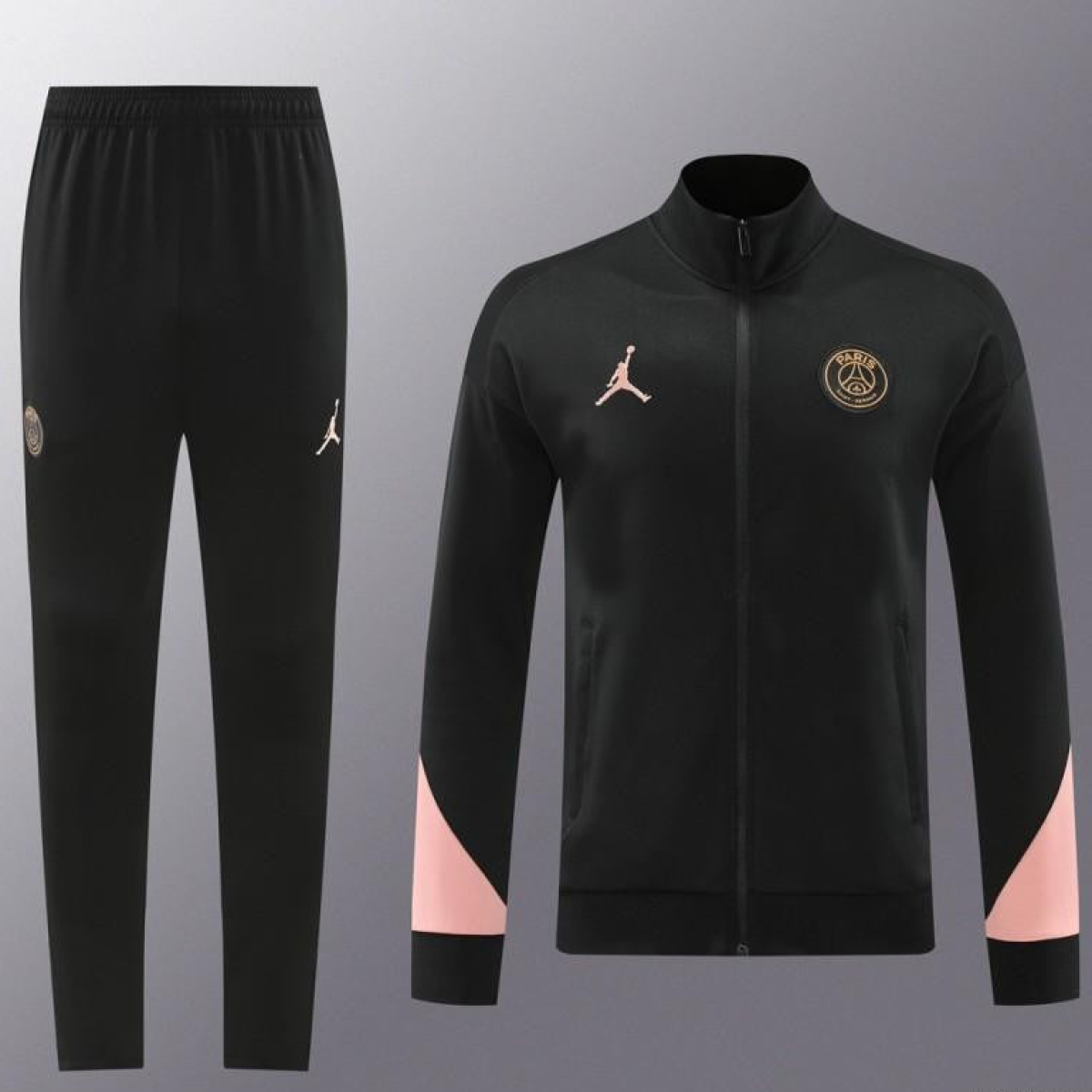 24/25 PSG Black Full Zipper Jacket +Long Pants