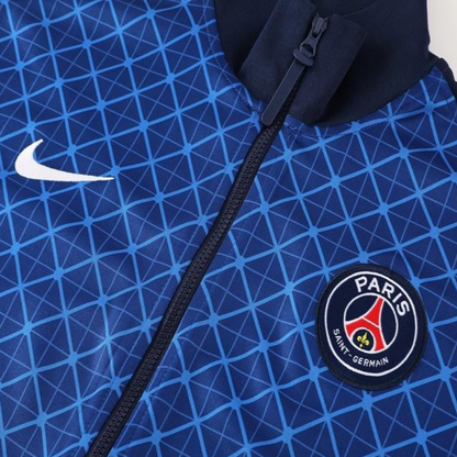 24/25 PSG Blue Grid Pattern Full Zipper Jacket +Long Pants