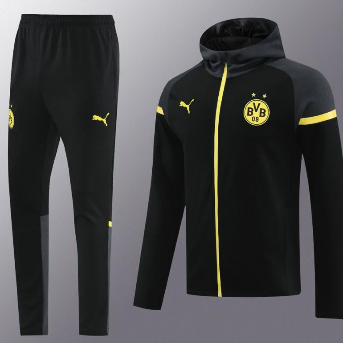 24/25 Borussia Dortmund Black Hoddie Full Zipper Jacket +Long Pants
