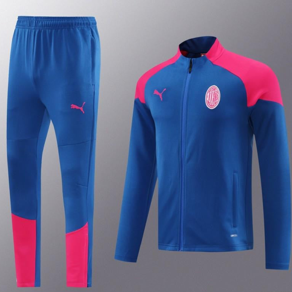 24/25 AC Milan Blue/Red Full Zipper Jacket +Long Pants