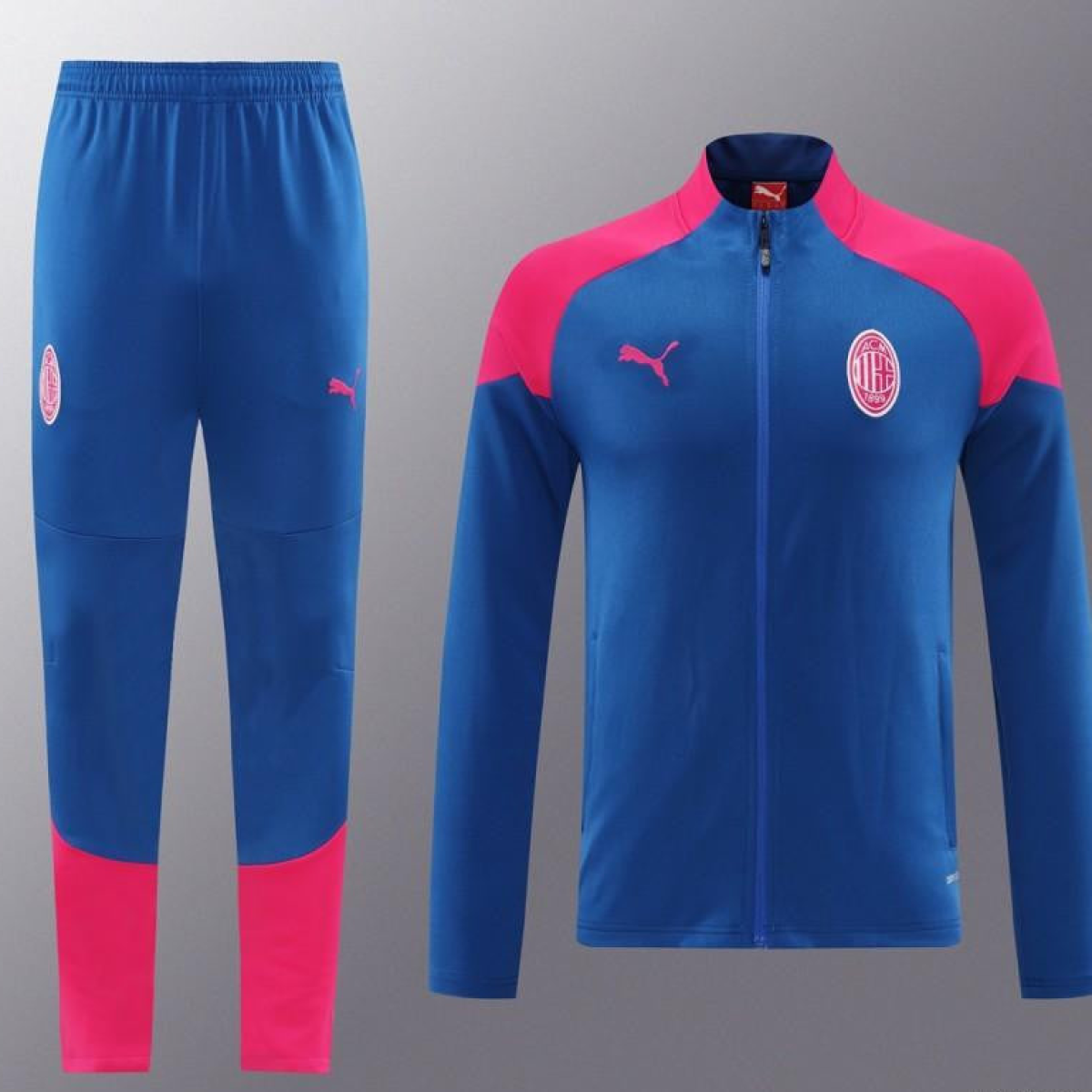 24/25 AC Milan Blue/Red Full Zipper Jacket +Long Pants