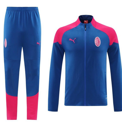24/25 AC Milan Blue/Red Full Zipper Jacket +Long Pants