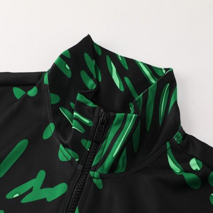 2024 Nigeria Black/Green Full Zipper Jacket +Long Pants