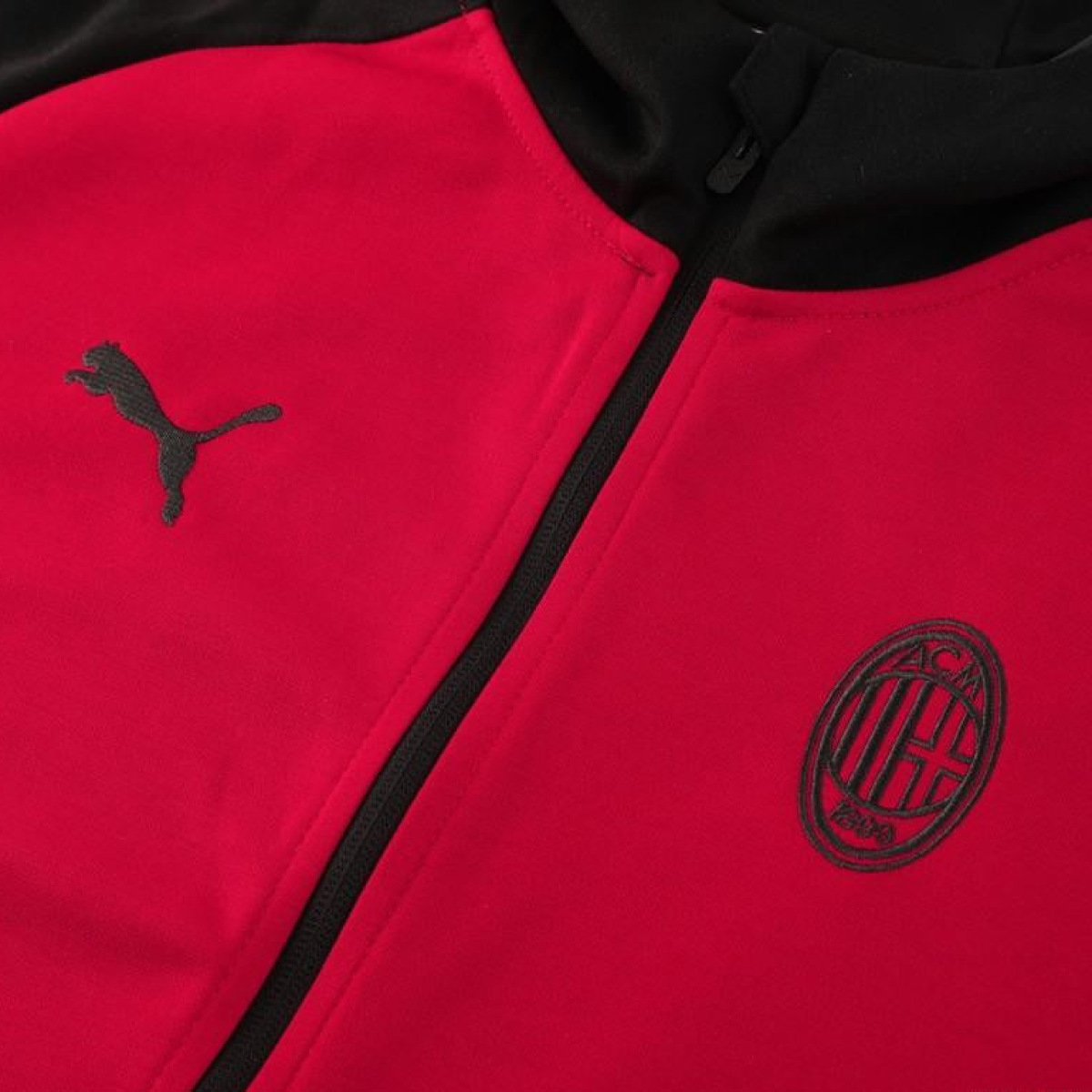 24/25 AC Milan Red/Black Hoodie Full Zipper Jacket +Long Pants