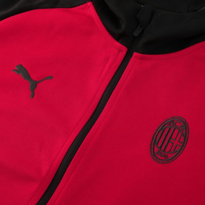 24/25 AC Milan Red/Black Hoodie Full Zipper Jacket +Long Pants