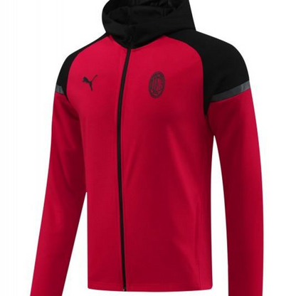 24/25 AC Milan Red/Black Hoodie Full Zipper Jacket +Long Pants
