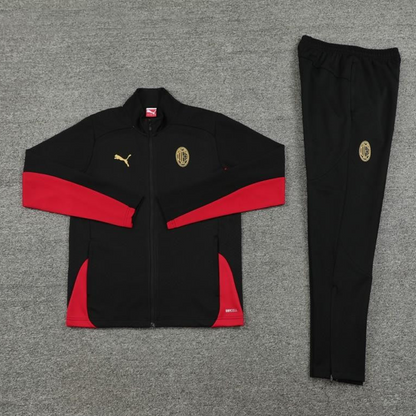 24/25 AC Milan Black/Red Full Zipper Jacket +Long Pants