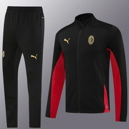 24/25 AC Milan Black/Red Full Zipper Jacket +Long Pants