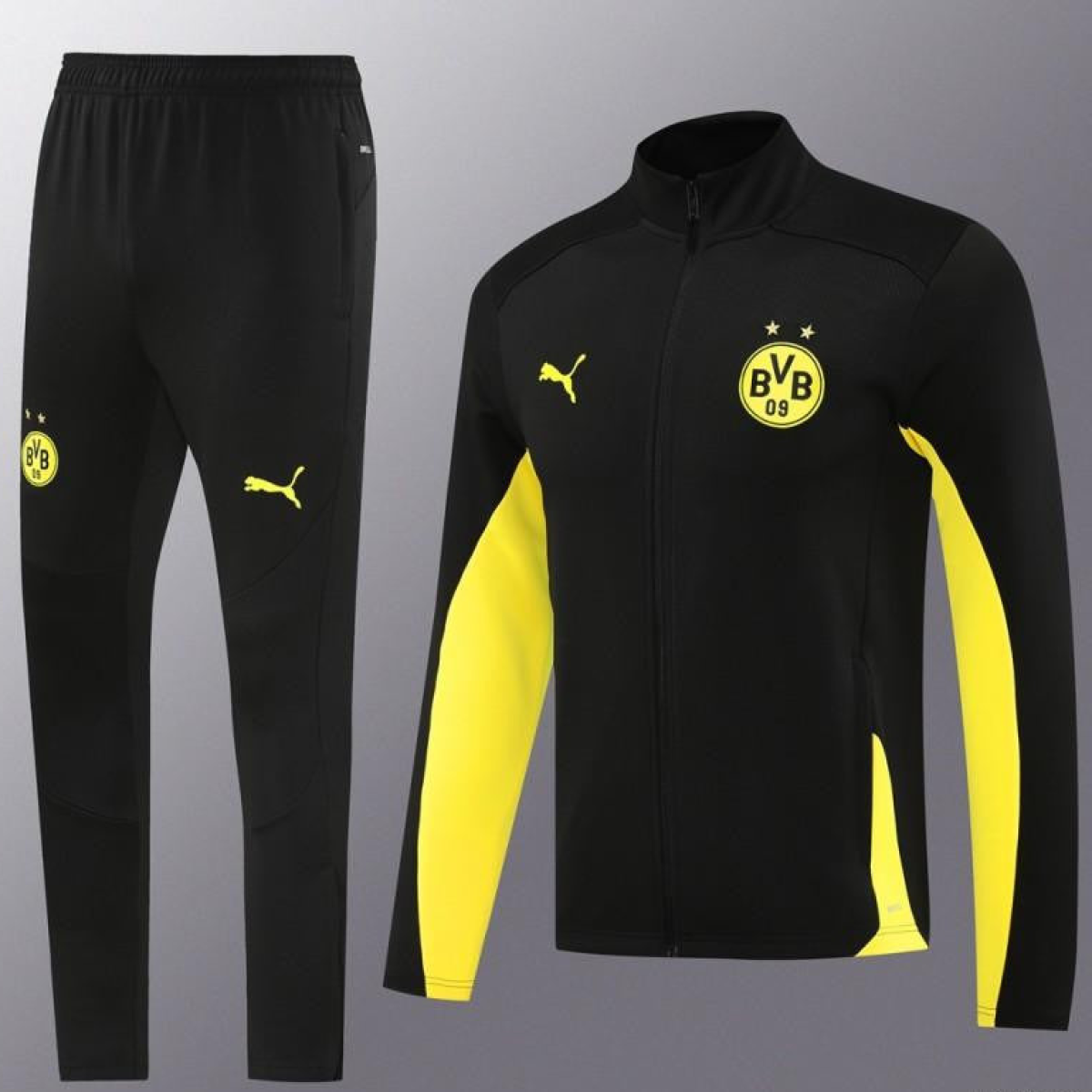 24/25 Borussia Dortmund Black/Yellow Full Zipper Jacket +Long Pants