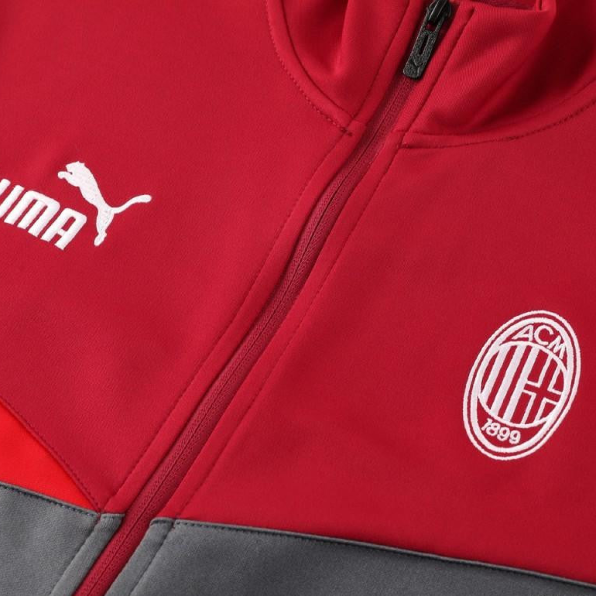 24/25 AC Milan Red/Grey Full Zipper Jacket +Long Pants