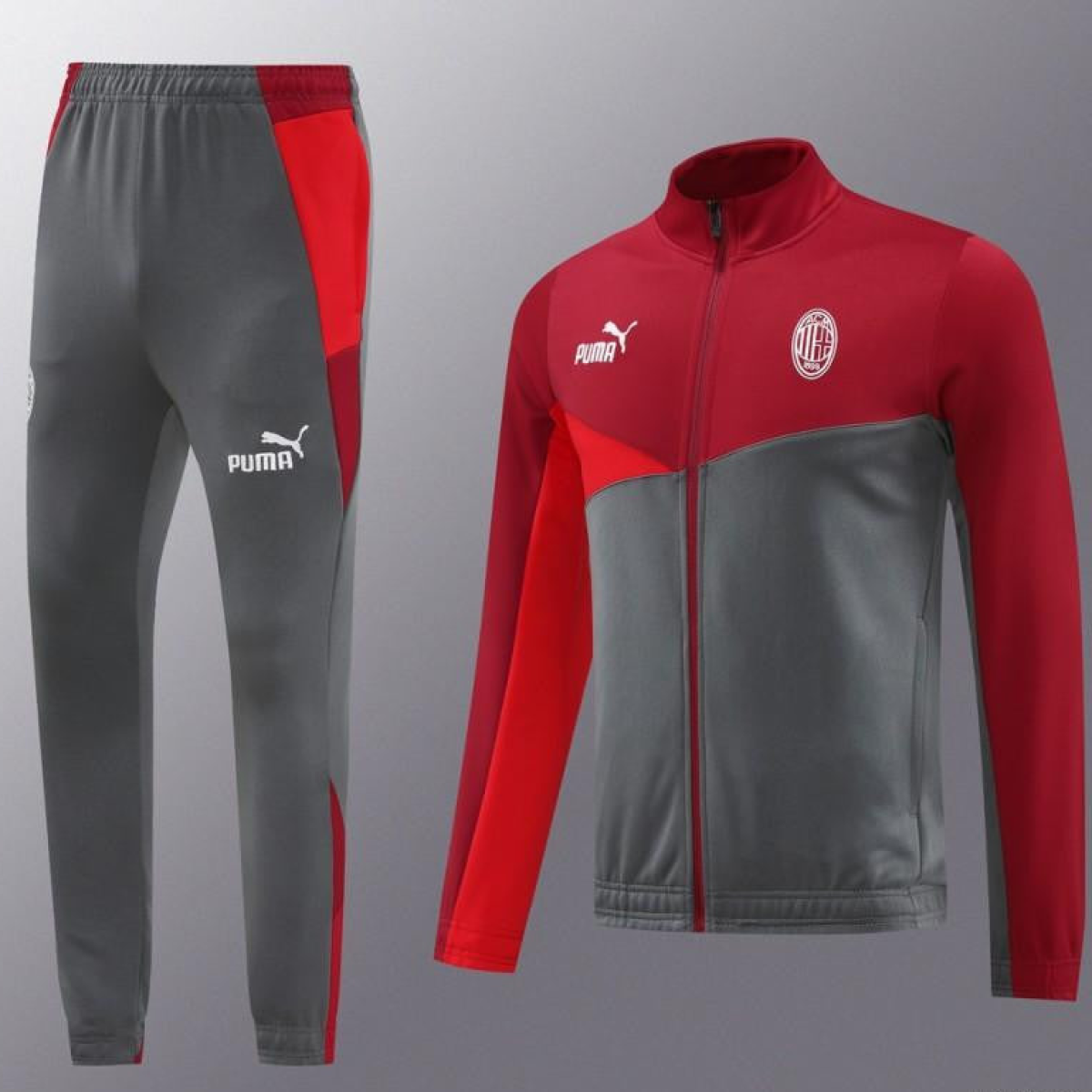 24/25 AC Milan Red/Grey Full Zipper Jacket +Long Pants