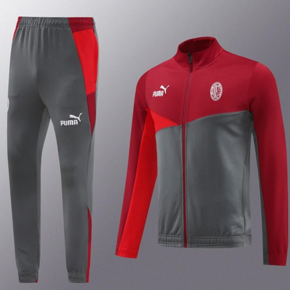 24/25 AC Milan Red/Grey Full Zipper Jacket +Long Pants