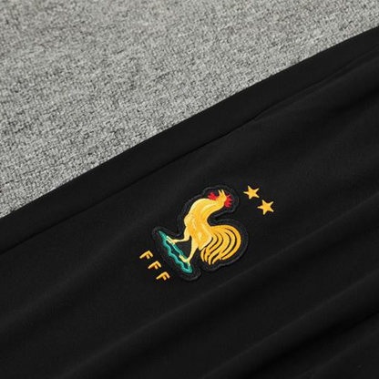 Player Version 2024 France Black Half Zipper Jacket+Long Pants
