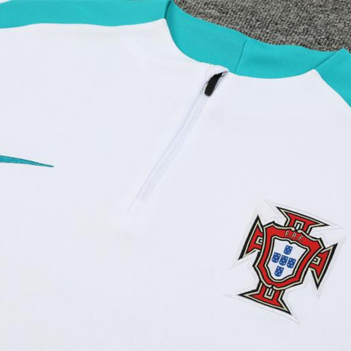 2024 Portugual White Half Zipper Jacket+Long Pants