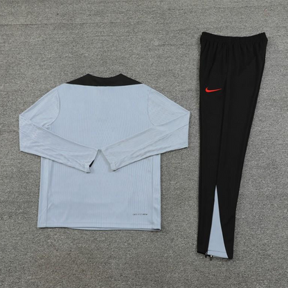 2024 South Korea Grey Half Zipper Jacket+Long Pants