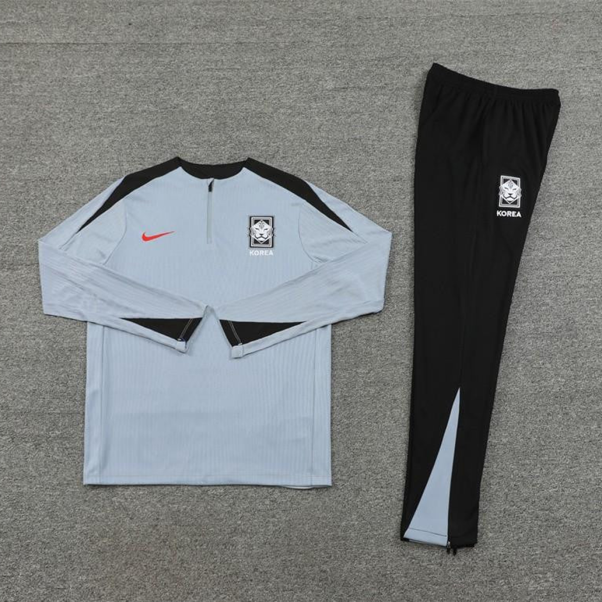 2024 South Korea Grey Half Zipper Jacket+Long Pants