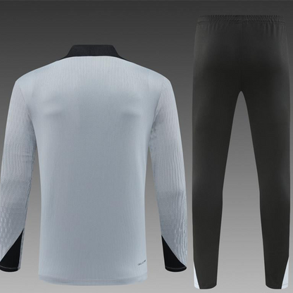 2024 South Korea Grey Half Zipper Jacket+Long Pants