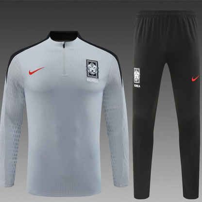 2024 South Korea Grey Half Zipper Jacket+Long Pants