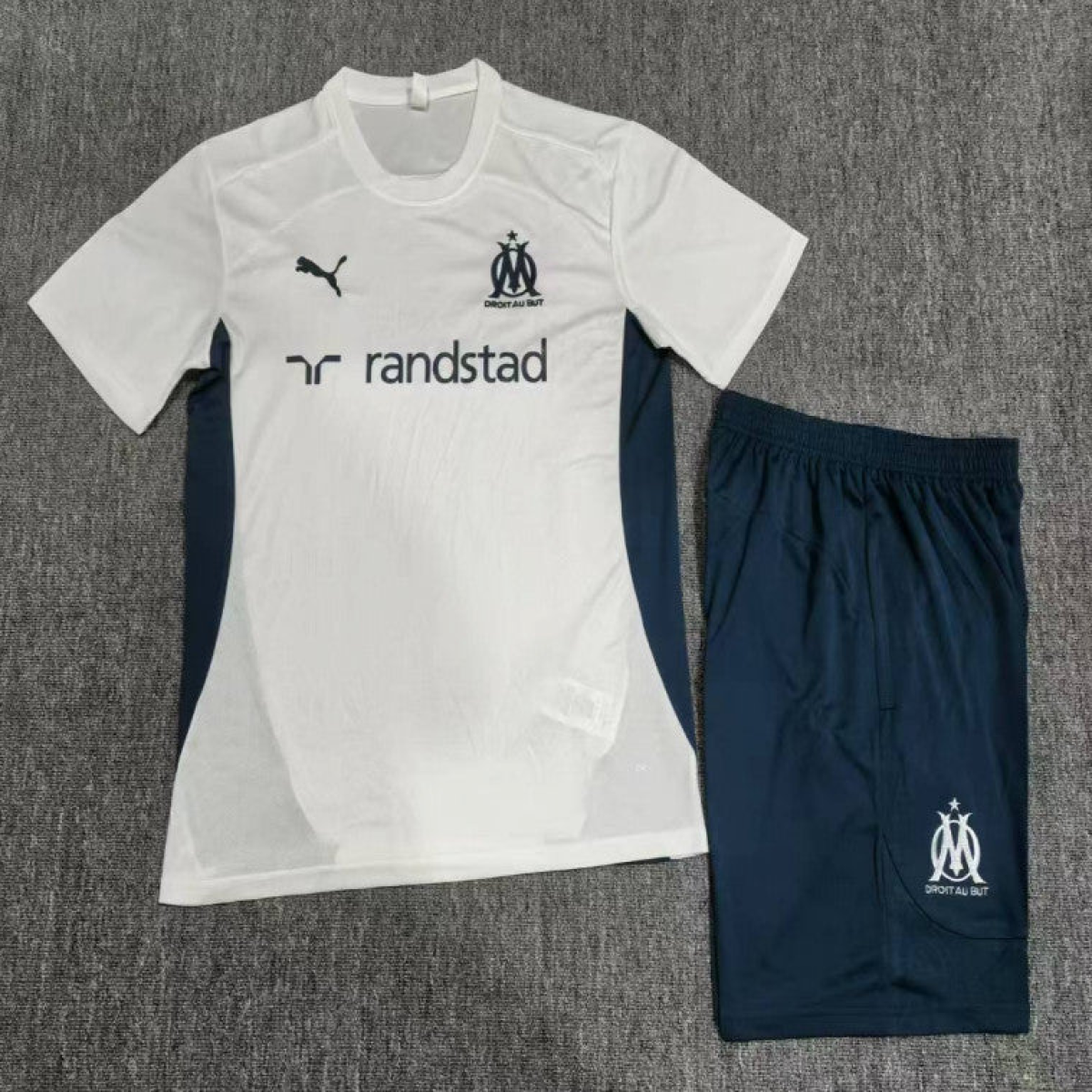 24/25 Kids Olympique Marseille White Short Sleeve Jersey+Shorts
