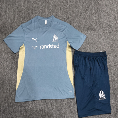 24/25 Kids Olympique Marseille Blue Short Sleeve Jersey+Shorts
