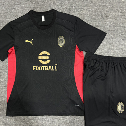 24/25 Kids AC Milan Black Short Sleeve Jersey+Shorts