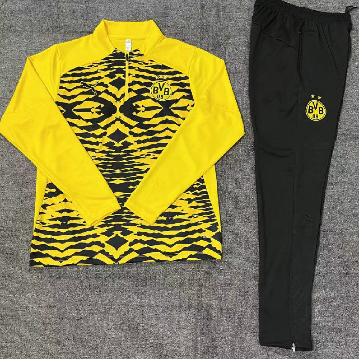 24/25 Kids Borussia Dortmund Yellow/Black  Half Zipper Jacket+Long Pants