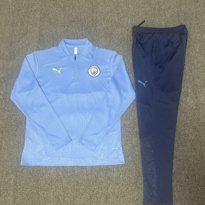24/25 Kids Manchester City Sky Blue Half Zipper Jacket+Long Pants