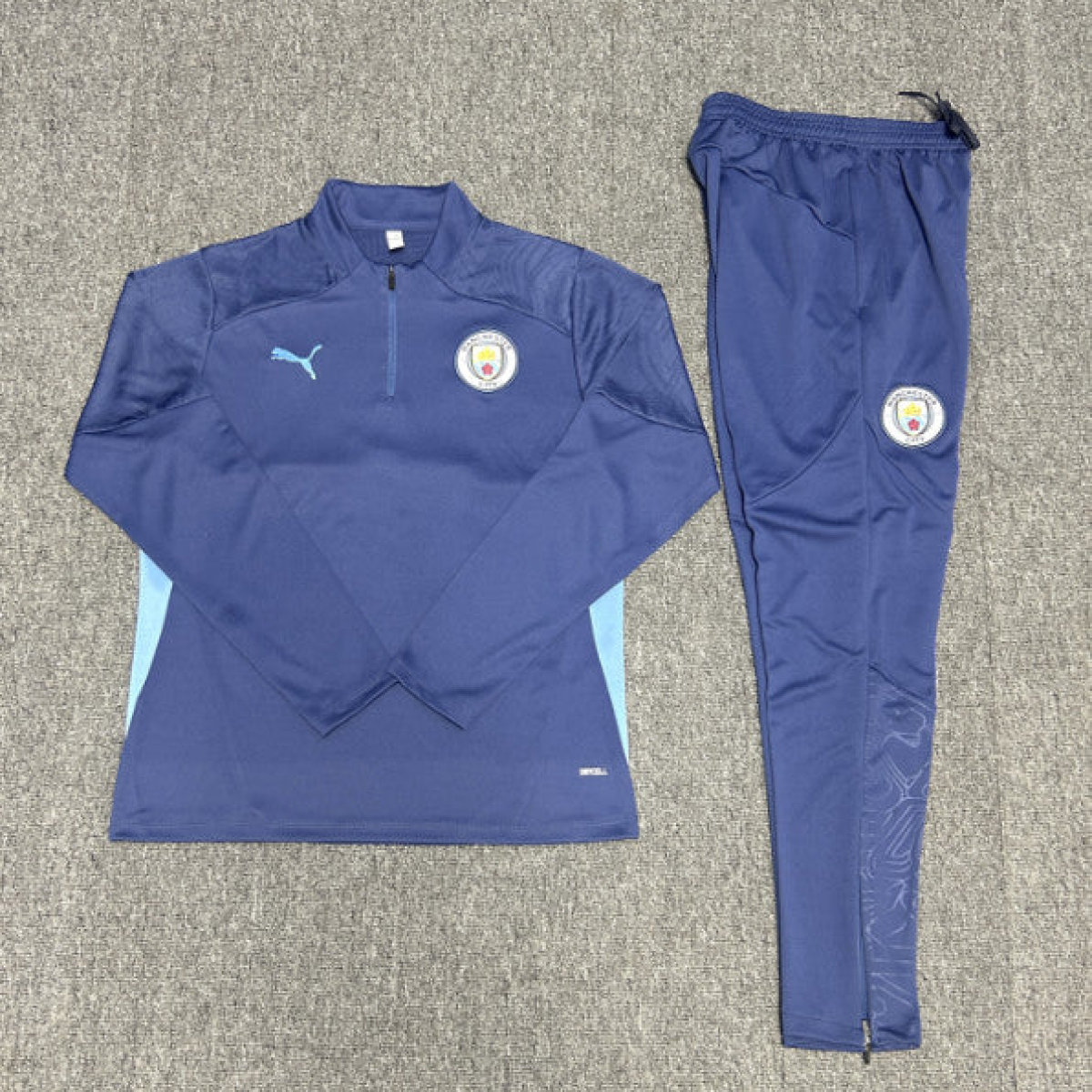 24/25 Kids Manchester City Blue Half Zipper Jacket+Long Pants