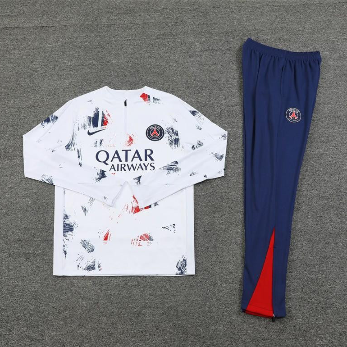 24/25 PSG White Camouflage Navy Half Zipper Jacket+Long Pants
