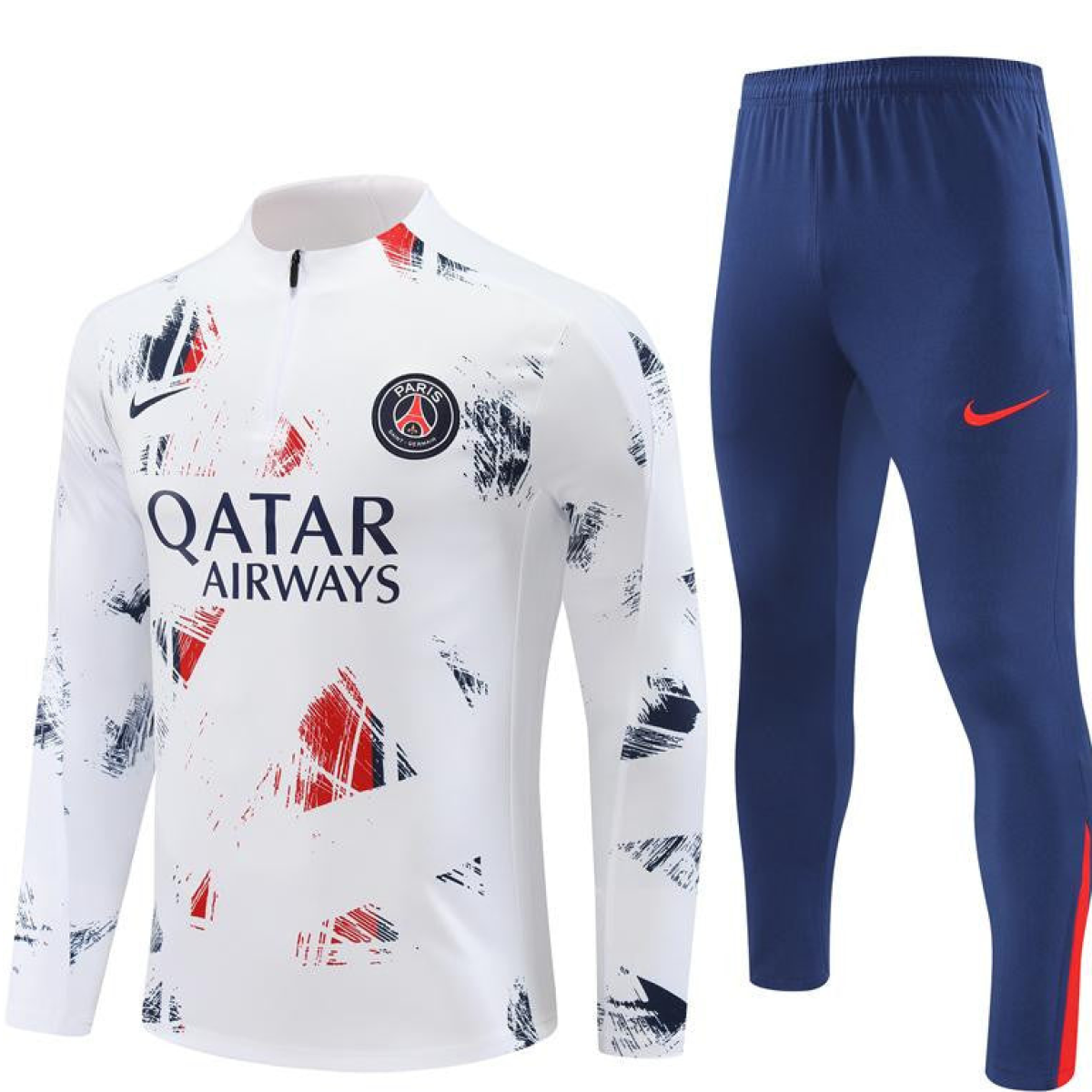 24/25 PSG White Camouflage Navy Half Zipper Jacket+Long Pants
