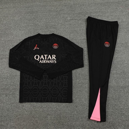 24/25 PSG Jordan Black Steel Seal Half Zipper Jacket+Long Pants