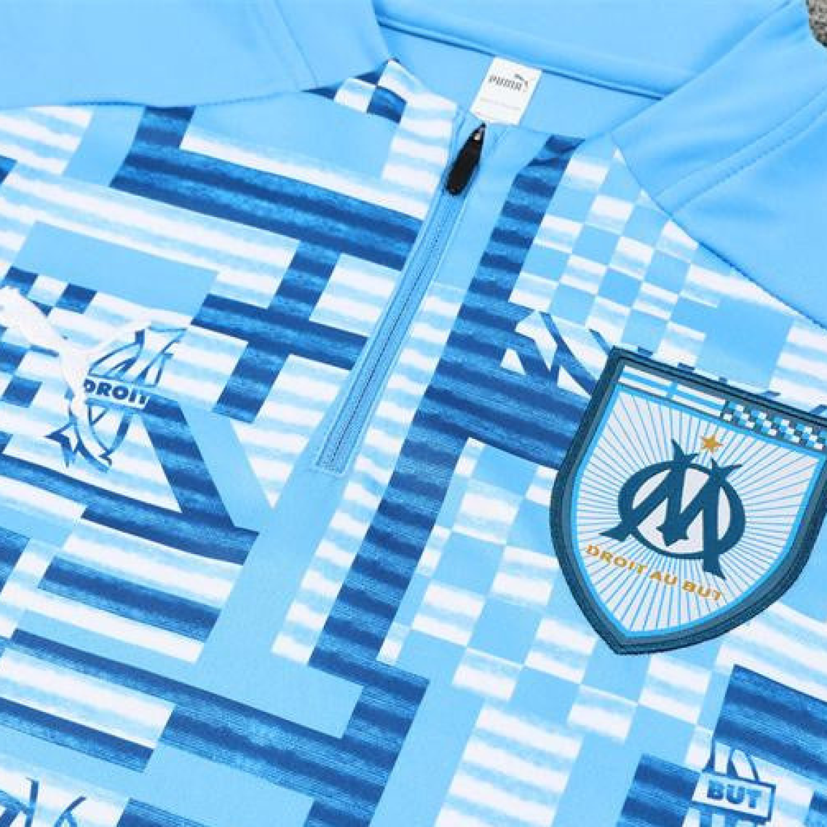 24/25 Olympique Marseille Blue Camouflage Half Zipper Jacket+Long Pants