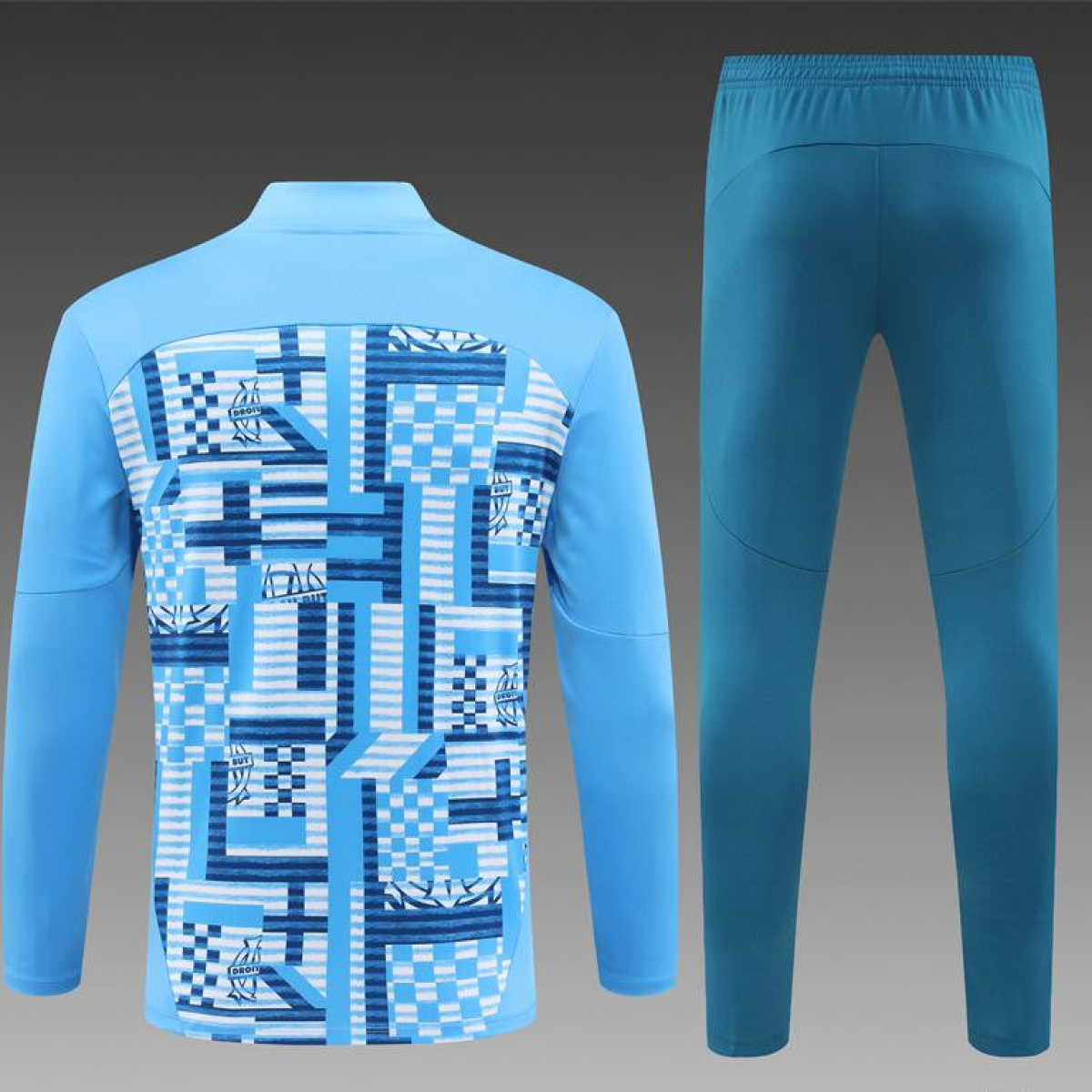 24/25 Olympique Marseille Blue Camouflage Half Zipper Jacket+Long Pants