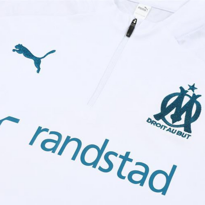 24/25 Olympique Marseille White Half Zipper Jacket+Long Pants
