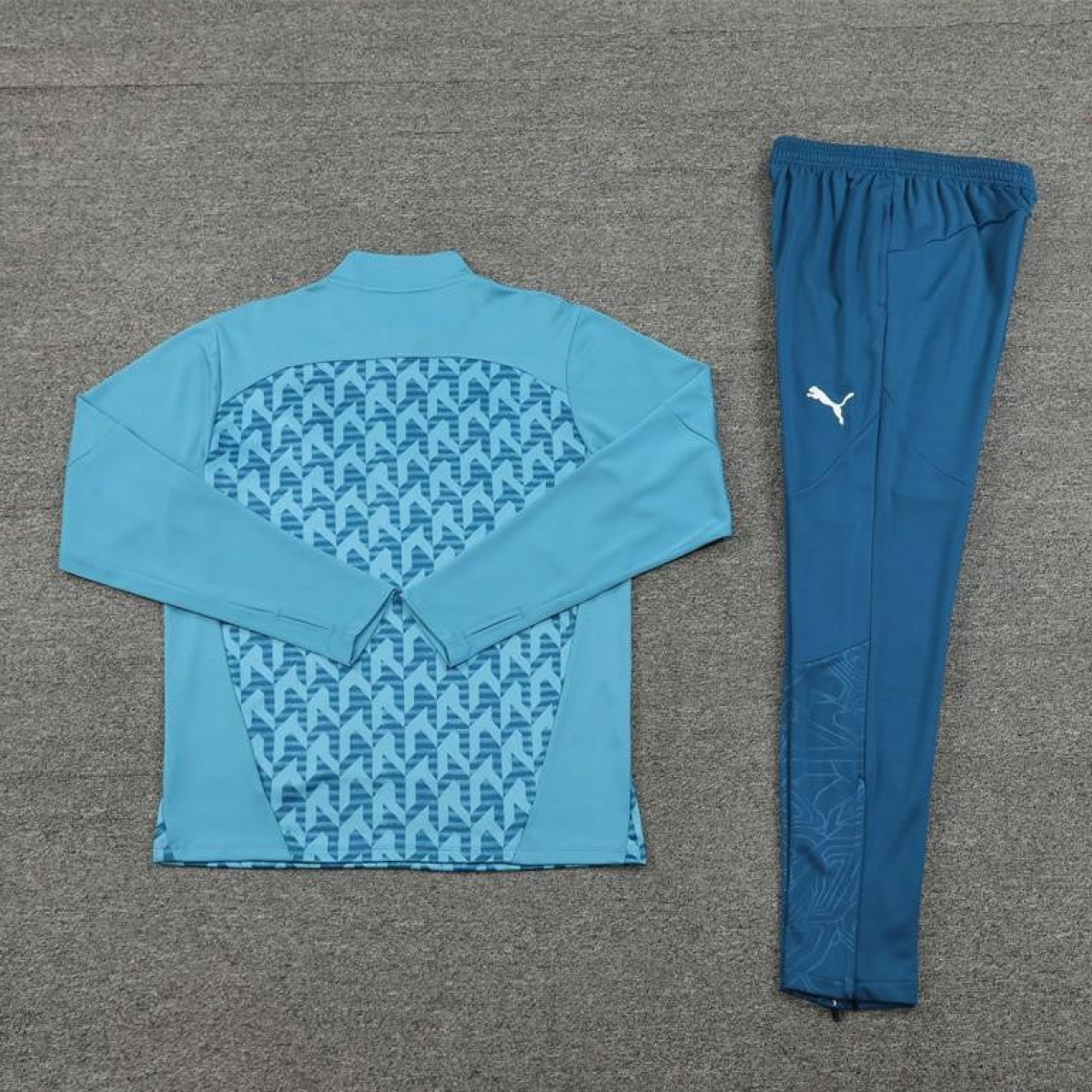 24/25 Olympique Marseille Blue Grid Half Zipper Jacket+Long Pants