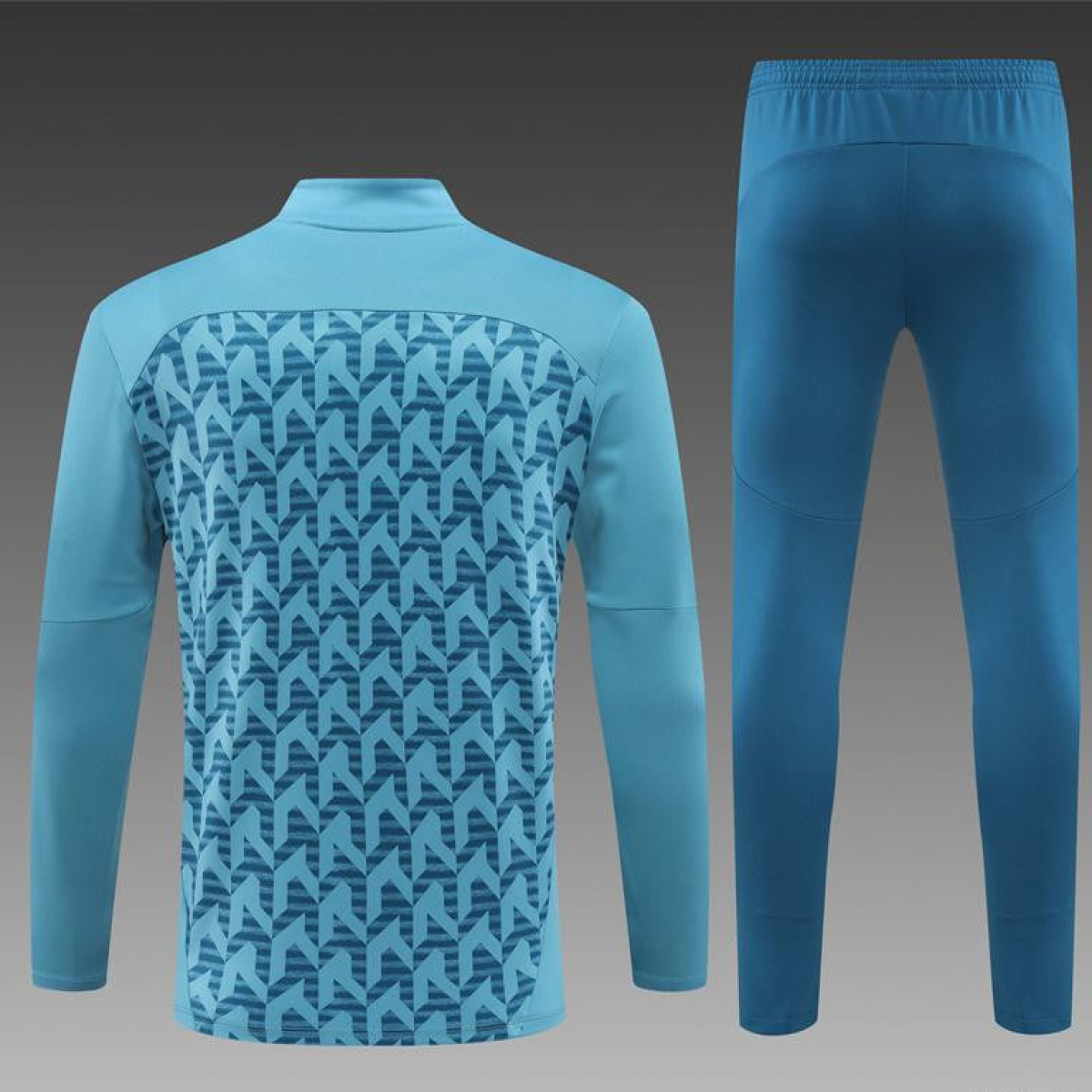 24/25 Olympique Marseille Blue Grid Half Zipper Jacket+Long Pants