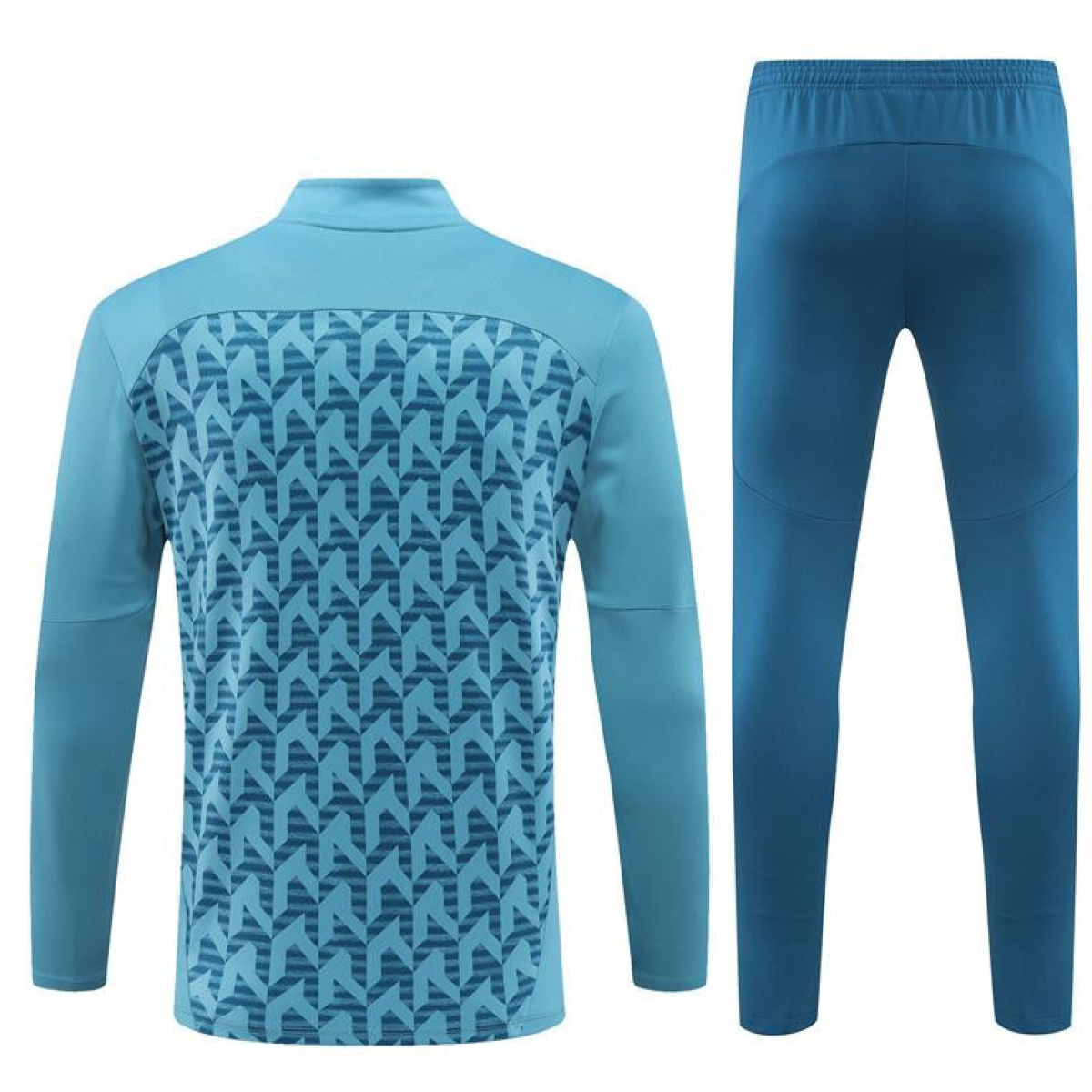 24/25 Olympique Marseille Blue Grid Half Zipper Jacket+Long Pants