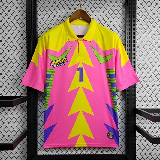 Retro 1998 Mexico Goalkeeper CAMPOS 1 WORLD CUP CAMPOS 1 Home Pink Jersey
