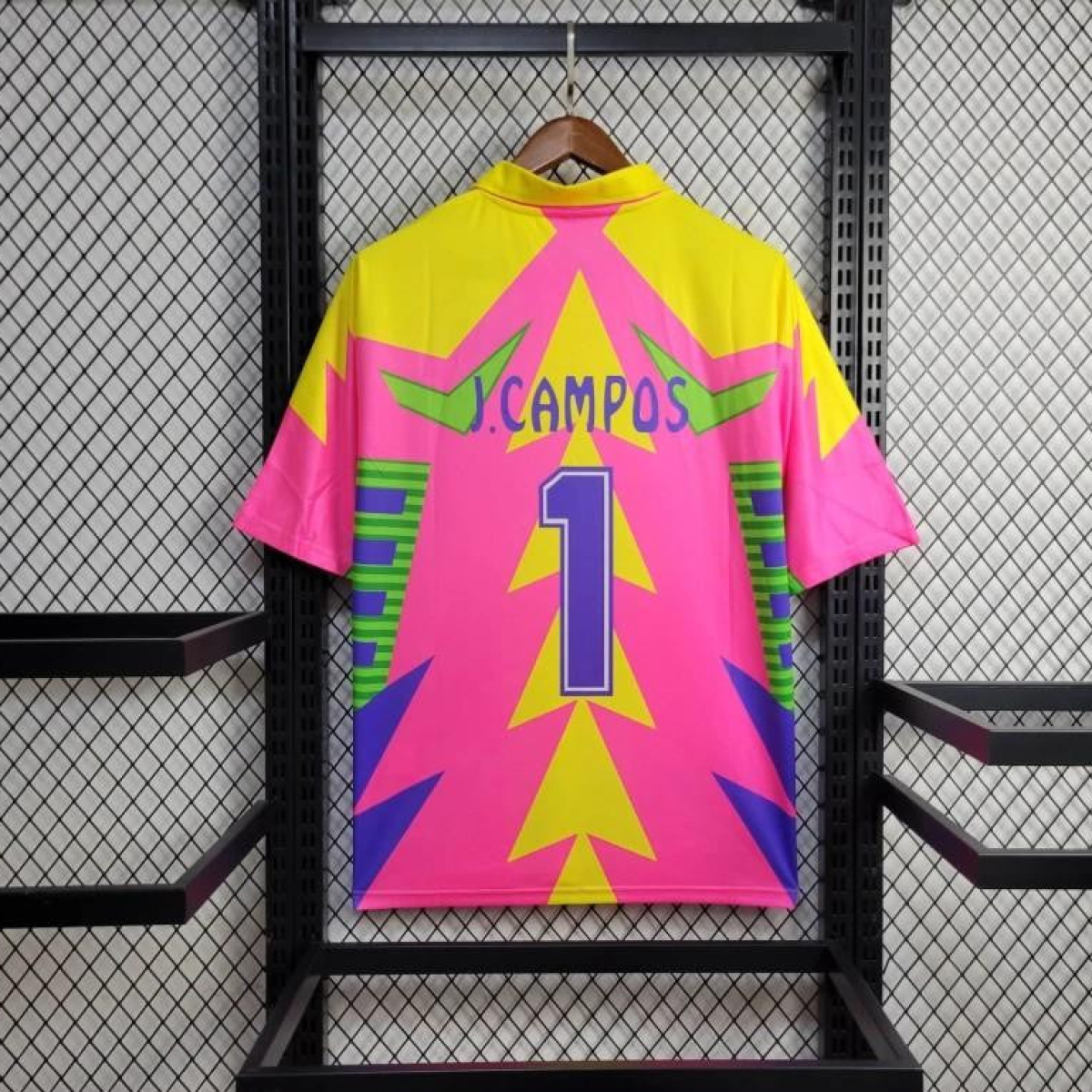 Retro 1998 Mexico Goalkeeper CAMPOS 1 WORLD CUP CAMPOS 1 Home Pink Jersey