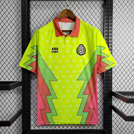 Retro 1995 Mexico CAMPOS 9 Home Yellow Jersey