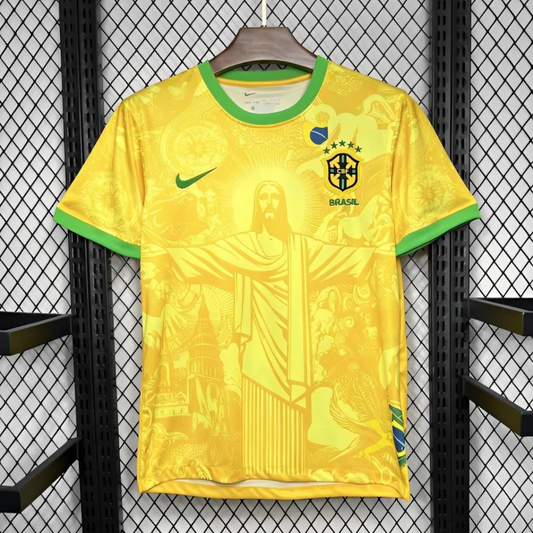 2024 Brazil Christ Yellow Goalkeeper Special Jersey